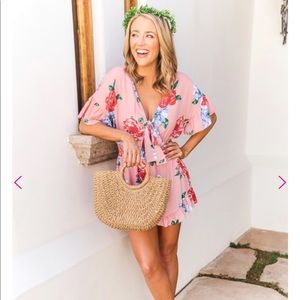 Sunset Hearts Pink Floral Romper